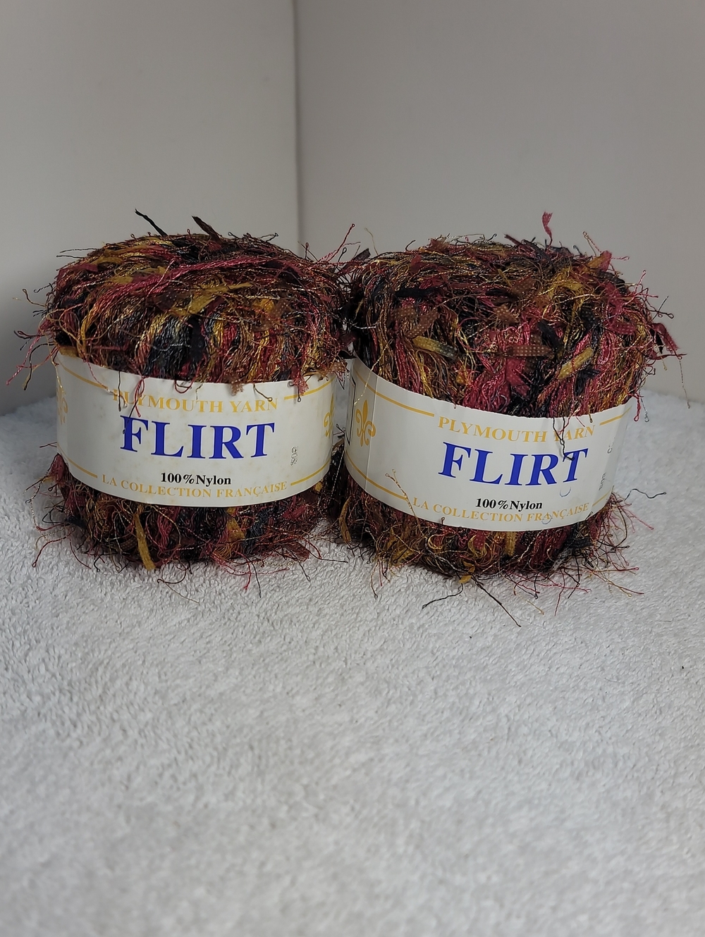 FLIRT Multicolor Eyelash Yarn - Burgundy/Gold/Black 2 Balls NWT
